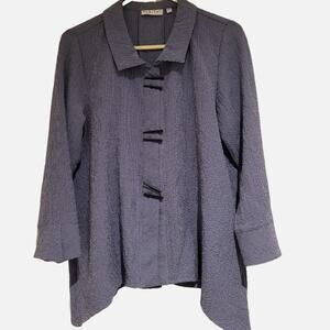 Habitat Chopstick Buttons Tiny Plaid Button-Up Collared Swing Tunic Jacket, S